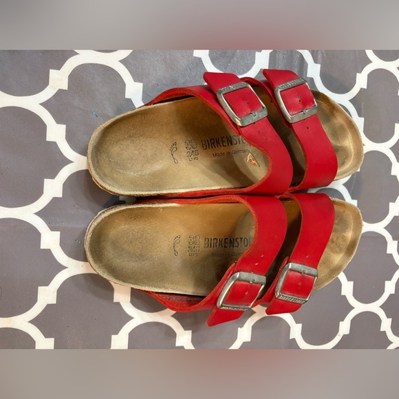 Birkenstock Arizona Birko Flor Red Womens Sandals 38/7.5 - Picture 6 of 14